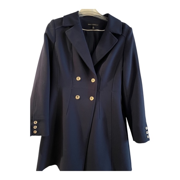 White House Black Market Women's Dark Blue Double-Breasted Peacoat Size L Large - Picture 3 of 4